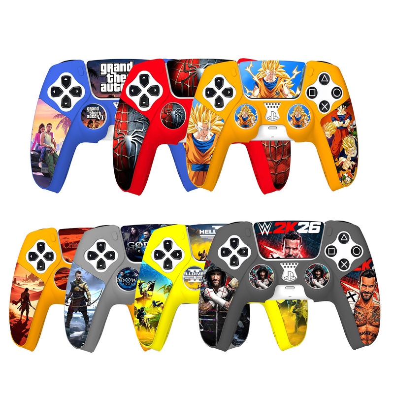 Ps5 Game Controller Cover DIY Pattern Silicone Protective Cover P5 Controller Cover Game-Themed Silicone Cover