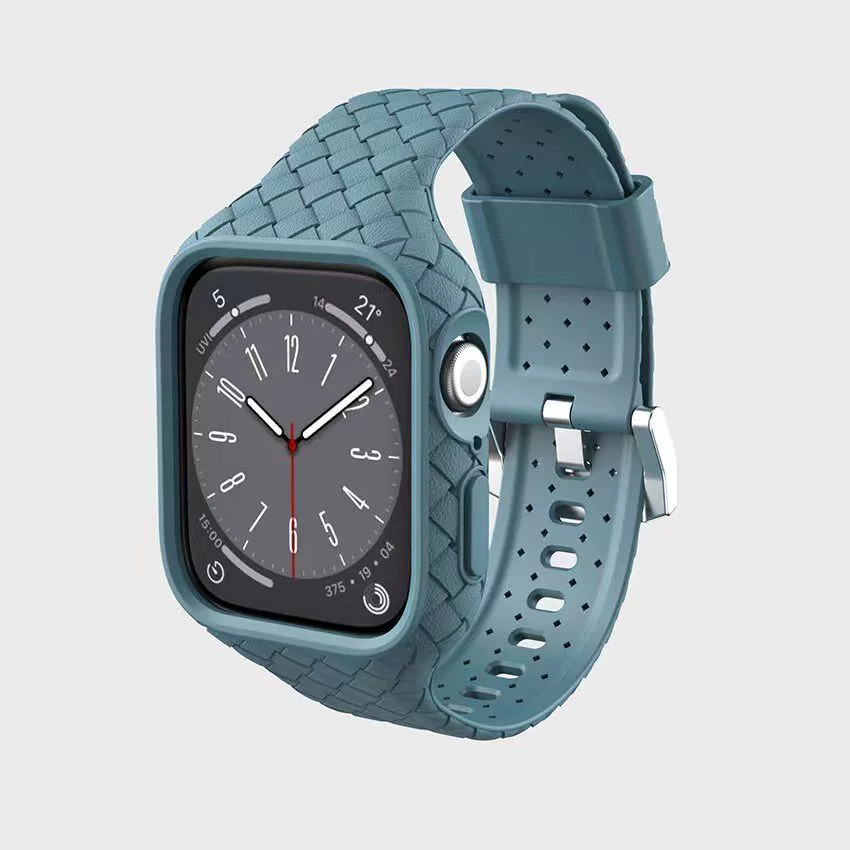 Applicable to Apple AppleWatch woven pattern all -all -in -one side with 45mm solid silicone luxury cover 40