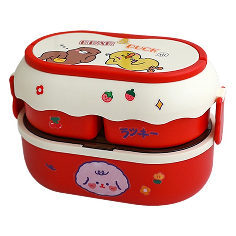 Caja de almuerzo antibacteriana linda chica de oficina Caja de Bento aspecto de alto horno de microondas calefacción especial de gran capacidad con separación