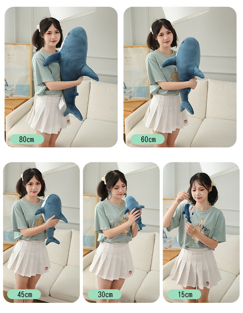 Ah Wu Shark Plush Pillow Toy, Realistic Large Shark Doll, Long Sleeping Leg-Cuddle Pillow, Birthday Gift for Women
