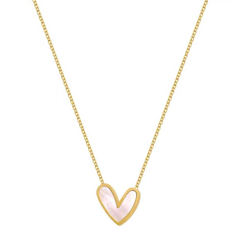 Fashion Heart Shape Titanium Steel Plating Shell Womenu0027S Earrings Necklace