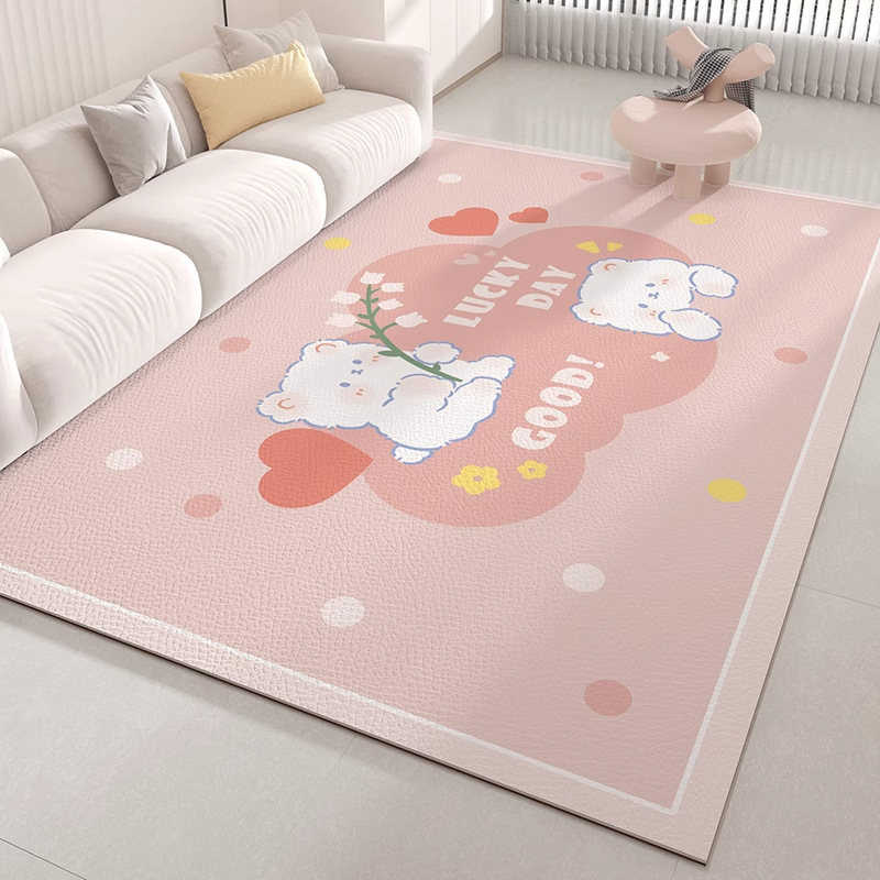 漫画リビングルームレザー PVC カーペット防水拭き取り可能な洗えるカーペット子供の寝室の遊びやすいフロアマット|undefined