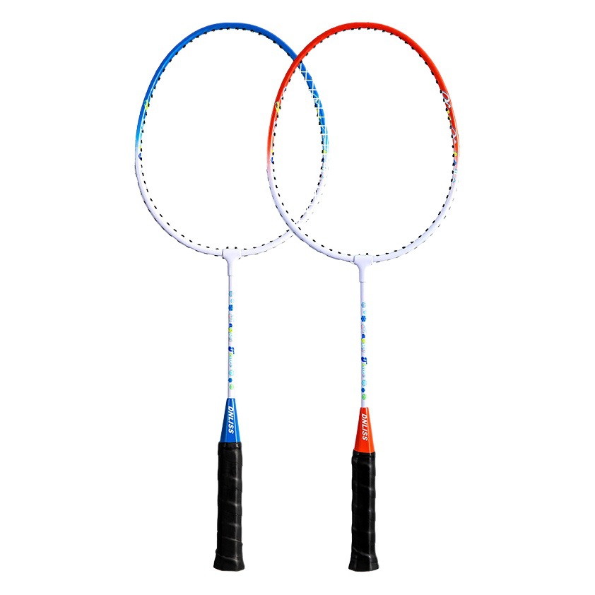 Factory direct selling children's badminton racket 2 sets for students, middle and large children's iron alloy beginner double racket parent-child