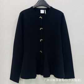 跨境专供~南油D家26秋冬 新款伞摆针织开衫上衣 气质百搭圆领毛衣