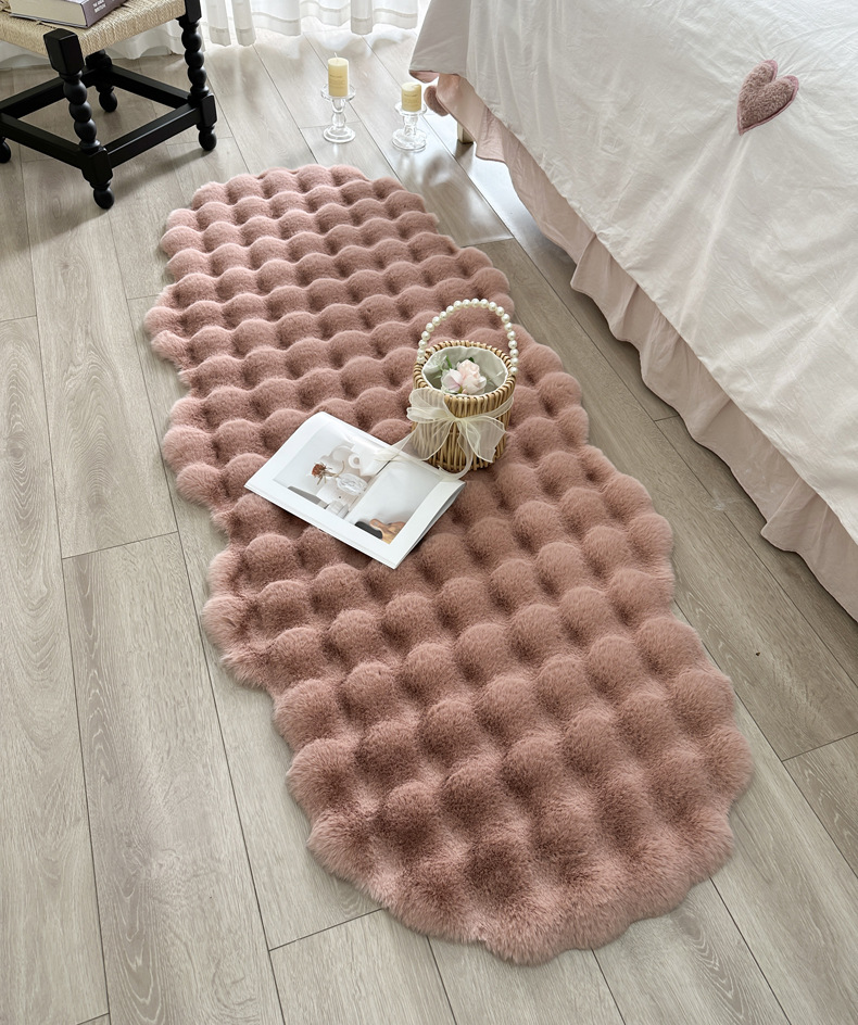 Imitation Rabbit Fur Bedroom Bedside Carpet Girl's Bedside Bubble Plush Floor Mat Bay Window Mat Living Room Coffee Table Sofa Cushion