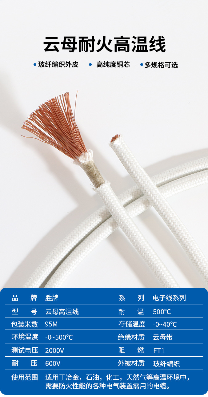 Shengpai Factory Wire Mica High Temperature Wire GN500 Fireproof Wire Mica Fire Resistant High Tempe