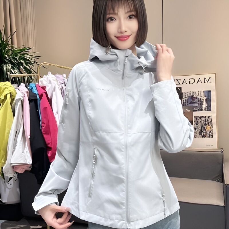 胖mm大码春秋季时尚百搭外套户外运动休闲防风防寒冲锋衣女|undefined