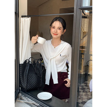 衣尔衫 好看滴！ 韩系披肩纯色刺绣针织衫女气质简约长袖正肩0518