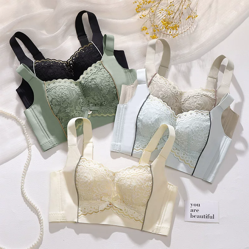 Безшовный бюстгальтер топ lace, беспроводной бюстгальтер, push-up бюстгальтер, поддерживающее нижнее белье