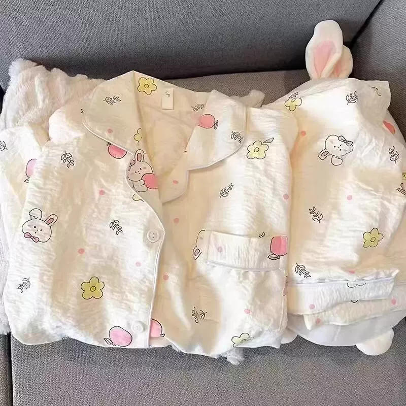 Кукольный комплект пижамы из хлопка с длинным рукавом для детей, 2 предмета (верх и штаны), милые принты, размеры M–2XL
