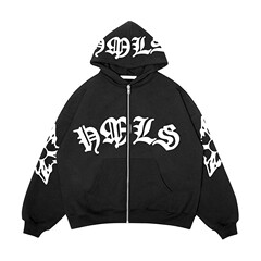 2023ジッパーのゴシック風のアルファベットのプリントと帽子のファッションのoversize hoodie学生服
