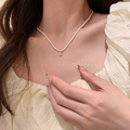 高亮玻璃珍珠爱心项链女轻奢高级感锁骨链夏精致小众设计锆石颈链