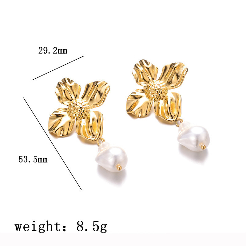 Plating Design 1 Pair Elegant Simple Style Geometric Flower Plating 304 Stainless Steel Drop Earrings Ear Studs