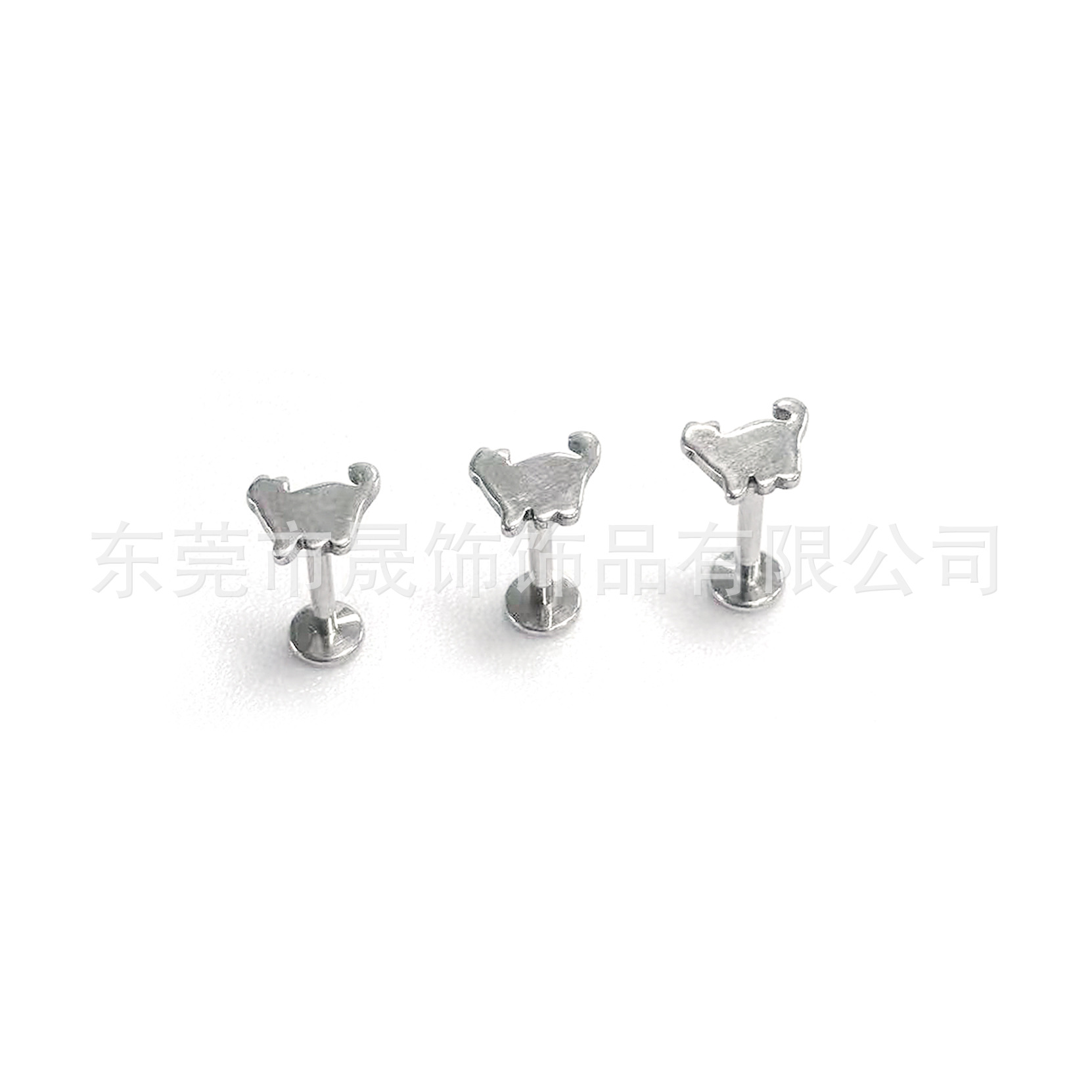 f136钛合金可爱肥猫耳钉动物大猫咪耳骨钉高抛光唇钉穿刺饰品配件
