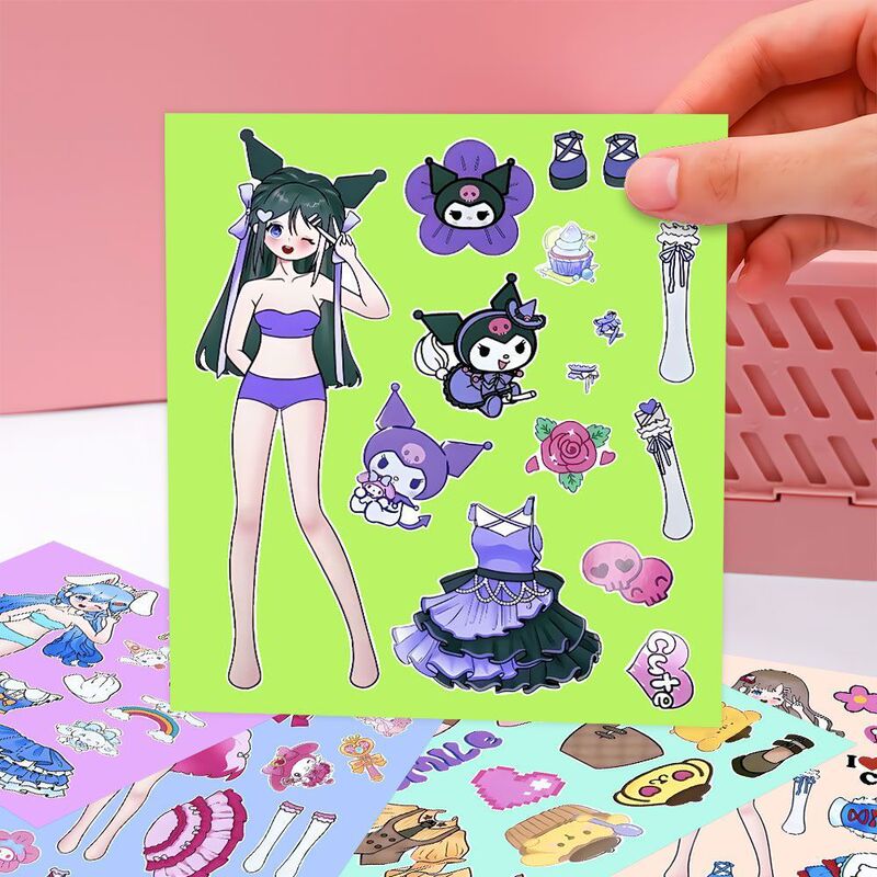 Sanrio Beautiful Girl Dress-Up Stickers Kuromi Cinnamoroll Girl Dress-Up DIY Stickers Cartoon Girl Toy Sanrio Beautiful Girl Dress-Up Stickers Kuromi Cinnamoroll Girl Dress-Up DIY Stickers Cartoon Girl Toy