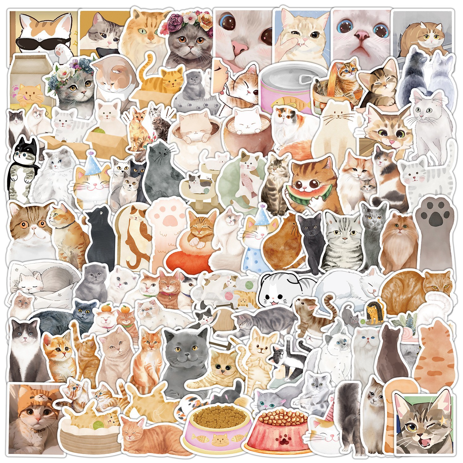 50 lindo gatito pegatinas de dibujos animados ordenador portátil teléfono taza de agua pegatinas cuaderno Diario pegatinas a prueba de agua