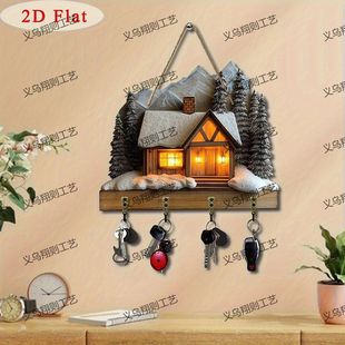 Cross-Border New Product Christmas Pendant Wooden Flat Decorative Ornaments Key Holder Decorative Pendant Wooden Wholesale
