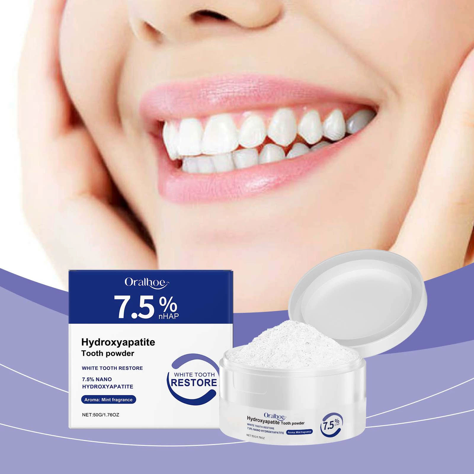 ORALHOE Dental Care Dental Care Порошок для чистки зубов нежно очищает пятна на зубах, чтобы сохранить свежесть и защитить зубы