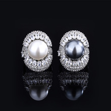 庄生生珠宝铜镀白金新款镶嵌奥贝母珍珠镶钻镶钻气质女式戒指14mm