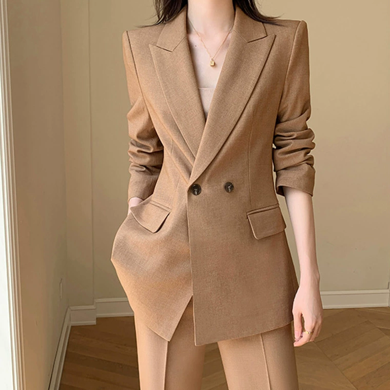 Индивидуальный женский костюм с изысканным, элегантным дизайном, подходящий для делового и повседневного стиля, офисной одежды, из смесового ацетата.