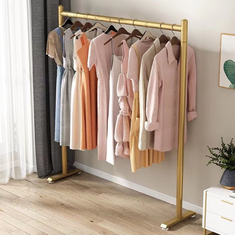 Simple Household Thickened Single-Pole Clothes Drying Rack, Indoor Floor-Standing Clothes Rack, Balcony Bedroom Clothes Hanger, Coat Rack