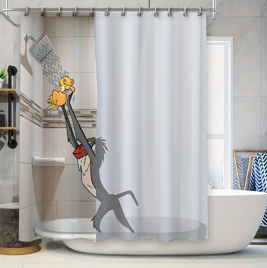 Divertida cortina de baño valiente gato sostiene tridente flecha montar tiburones en las olas ballenas gatos cortina de baño conjunto baño