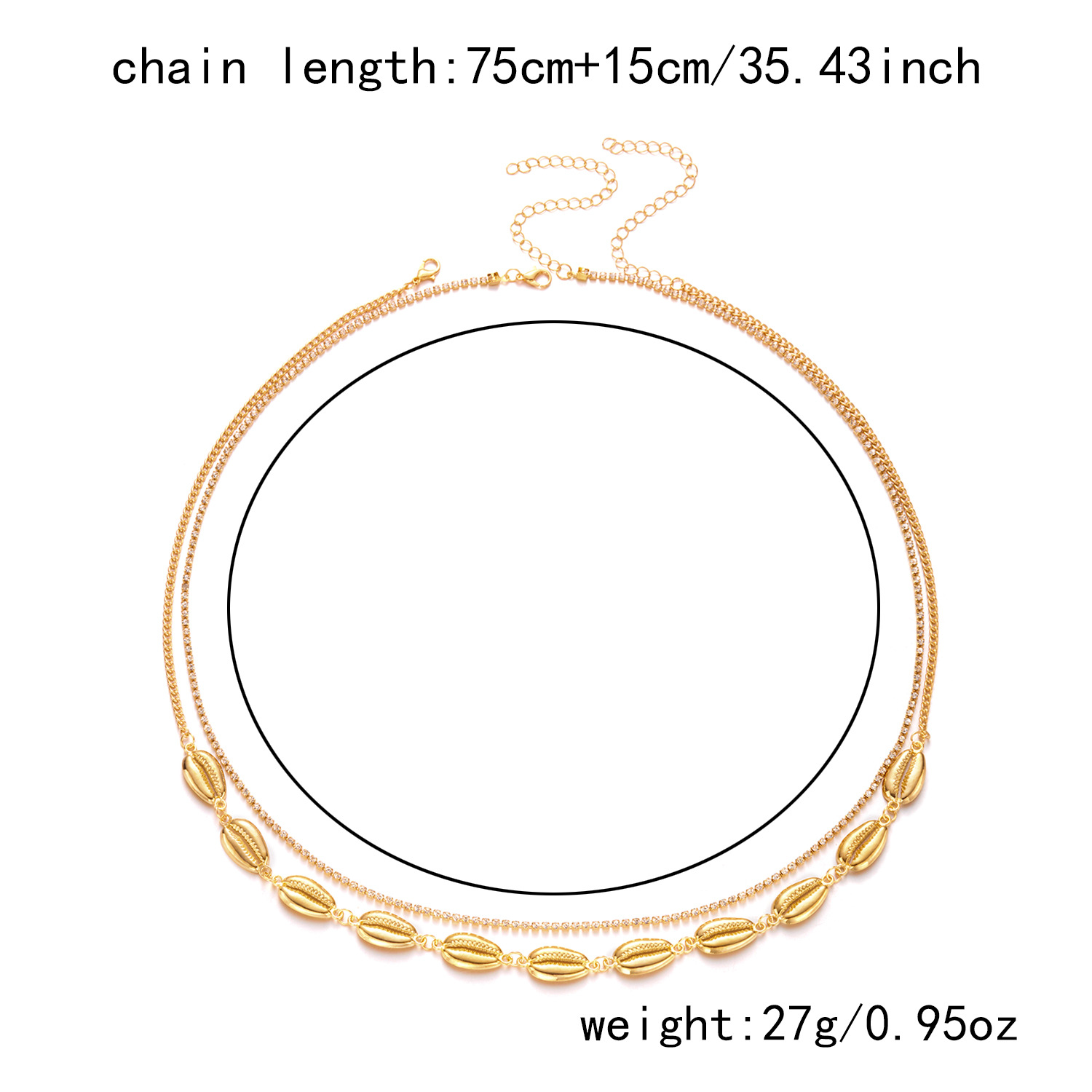 37g Weight Waist Chain Classification 1 Piece Quantity Holiday, Street Occasion Metal Material Starfish, Shell Pattern All Seasons Season Women's Gender Plating Design Simple Style, Classic Style Style Wholesale Jewelry Simple Style Classic Style Starfish Shell Metal Plating Waist Chain 22