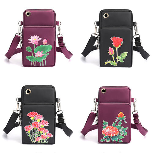 Wholesale Women's Crossbody Phone Bag  New Summer Mother's Bag Large Screen Vertical Multi-Layer Coin Purse Small Fabric Bag