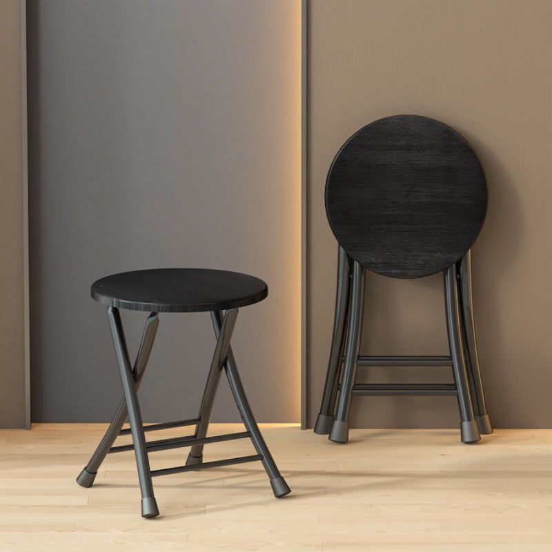 Silla plegable, taburete, silla para el hogar, mesa de comedor, taburete alto, taburete redondo pequeño, banco de respaldo con correa de caballo, simple y portátil