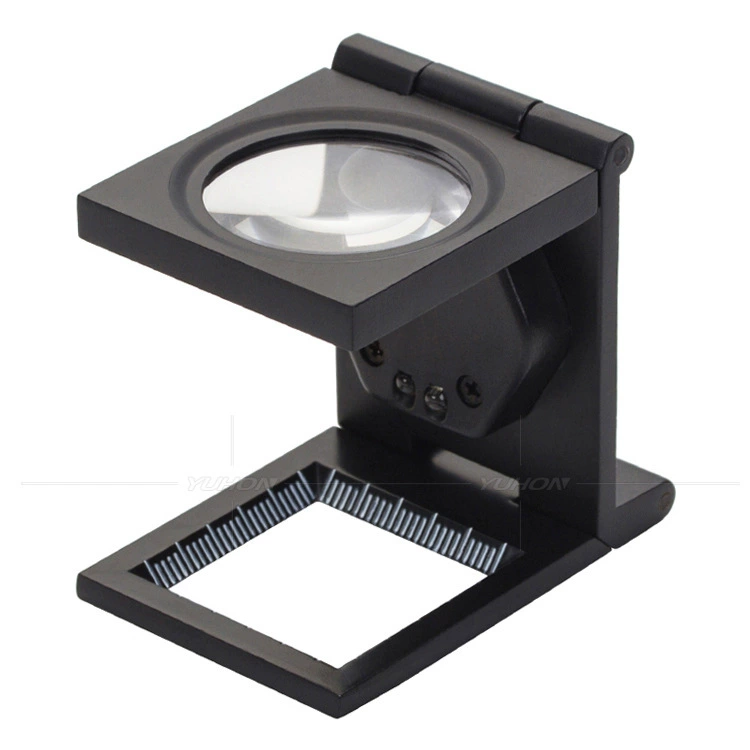 Складывающееся втрое 10-кратное светодиодное металлическое увеличительное стекло для защиты от подделок этикетка идентификационная Ткань текстильная печать точечное увеличительное стекло