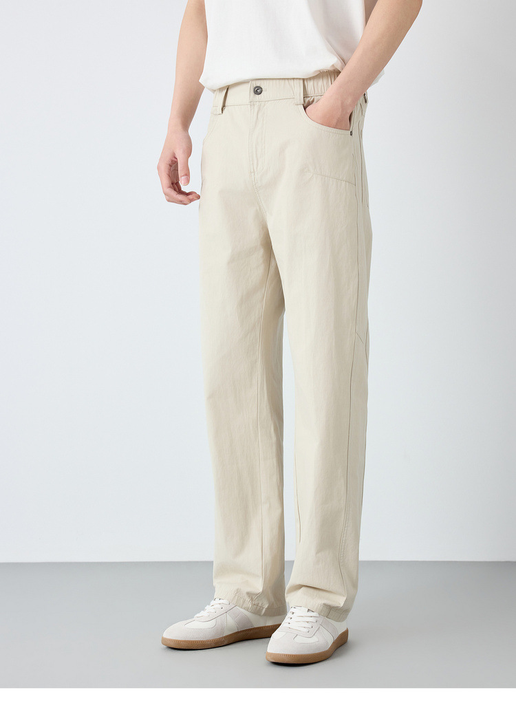 Quần kaki nam công sở chất liệu cotton pha lanh dáng suông — đen chi tiết 16