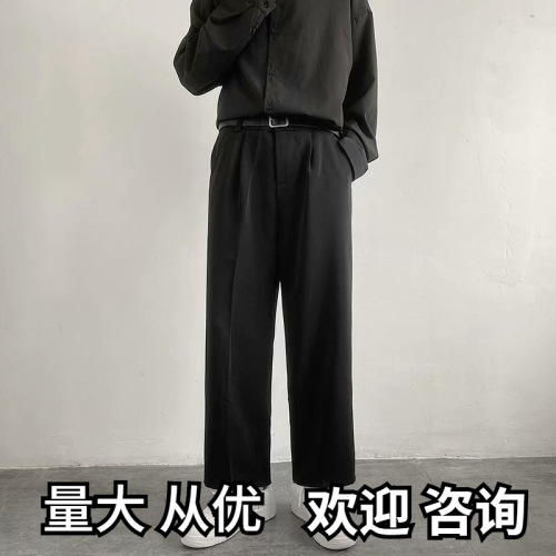 Men's Han Style Trendy Straight Leg Pants Loose Drape Comfortable Casual Western Pants for Men Suit Pants Men Spring and Autumn Long Pants