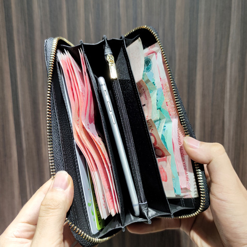 Marant Men's Genuine Leather Wallet Korean Style Pressed Woven First Layer Cowhide Men's Wallet Wallet Long Hand Wallet