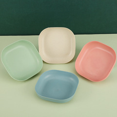 Wheat straw plate household vegetable plate bone plate boneless plate plastic small plate heat-resistant plate Nordic fruit plate