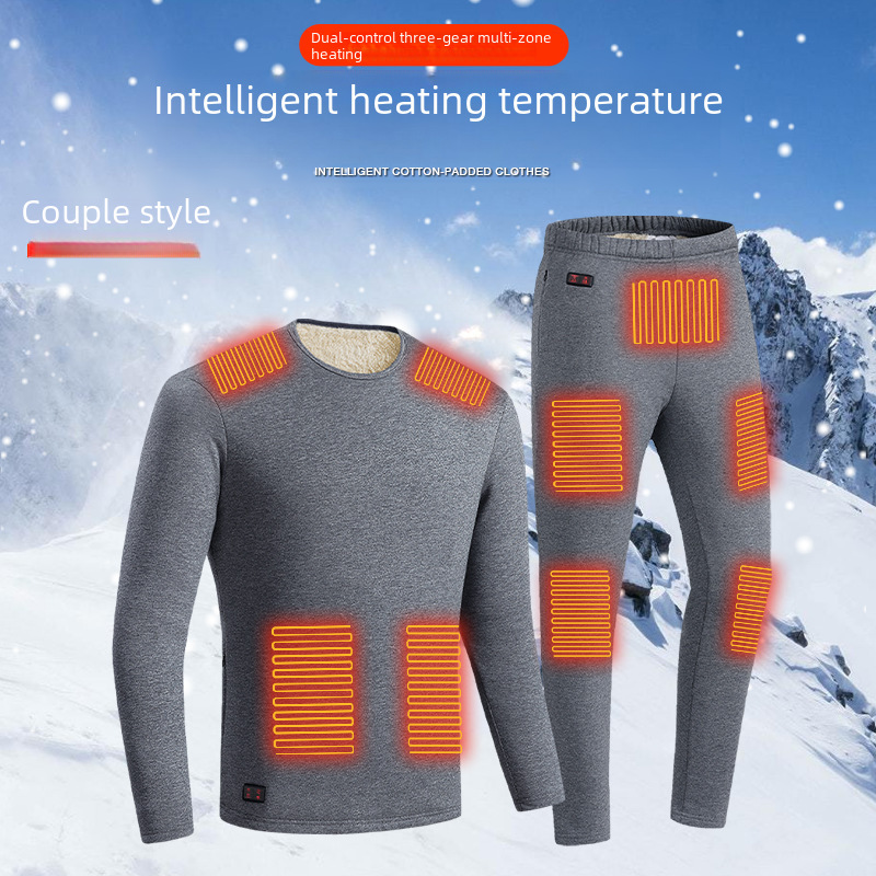 thumbnail image 2 of Ropa interior térmica con calefacción de temperatura constante por USB, zona inteligente de invierno 18, para parejas, pantalones calefactores eléctricos, traje a prueba de frío, 2 of 6