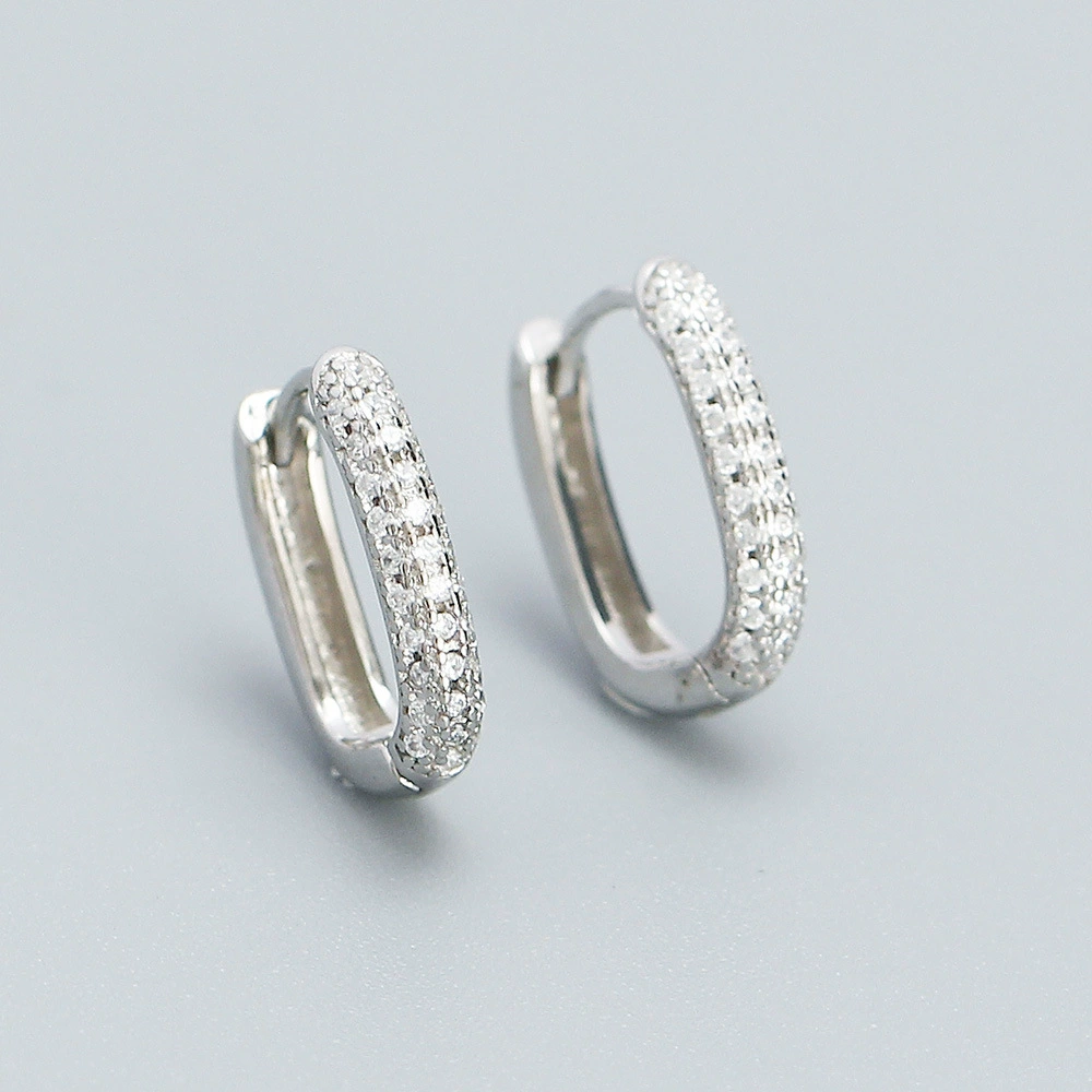 Earrings, shiny sophisticated universal zirconium, silver 925 sample, micro incrustation