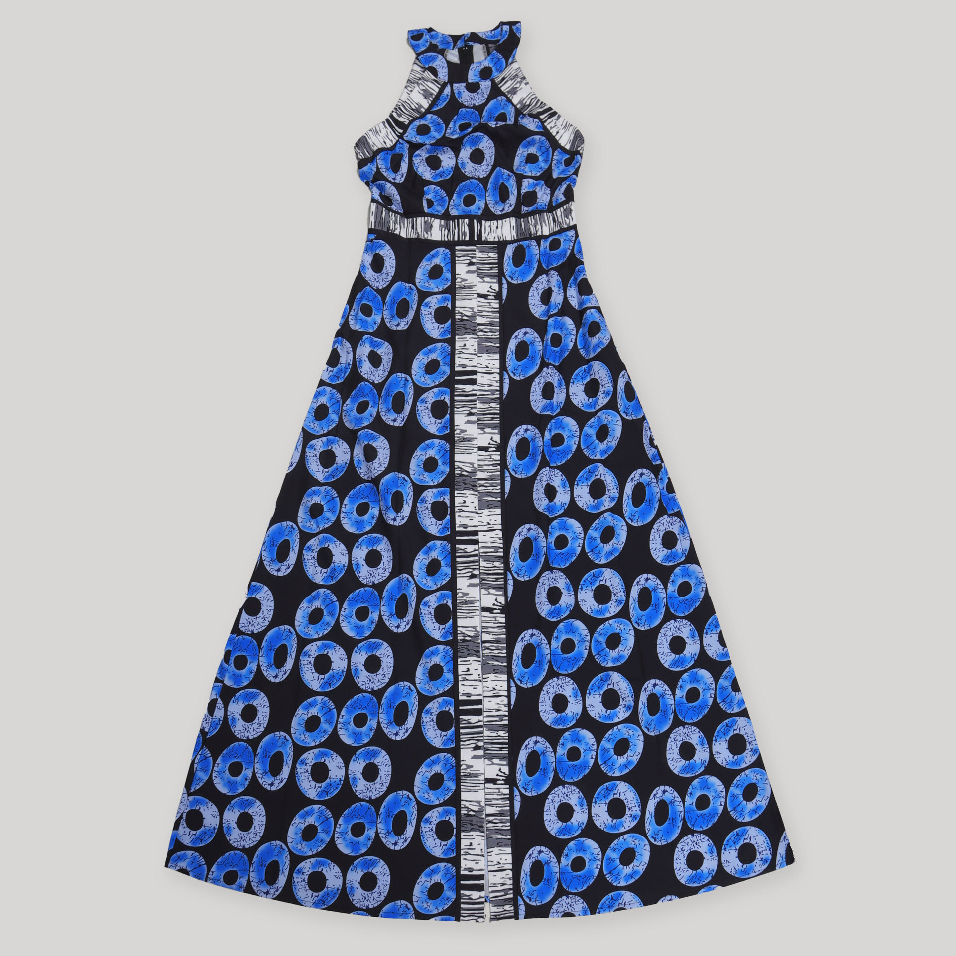 Women's Printed A-line Dress With Fitted Waist And Front Slit_voghion.com