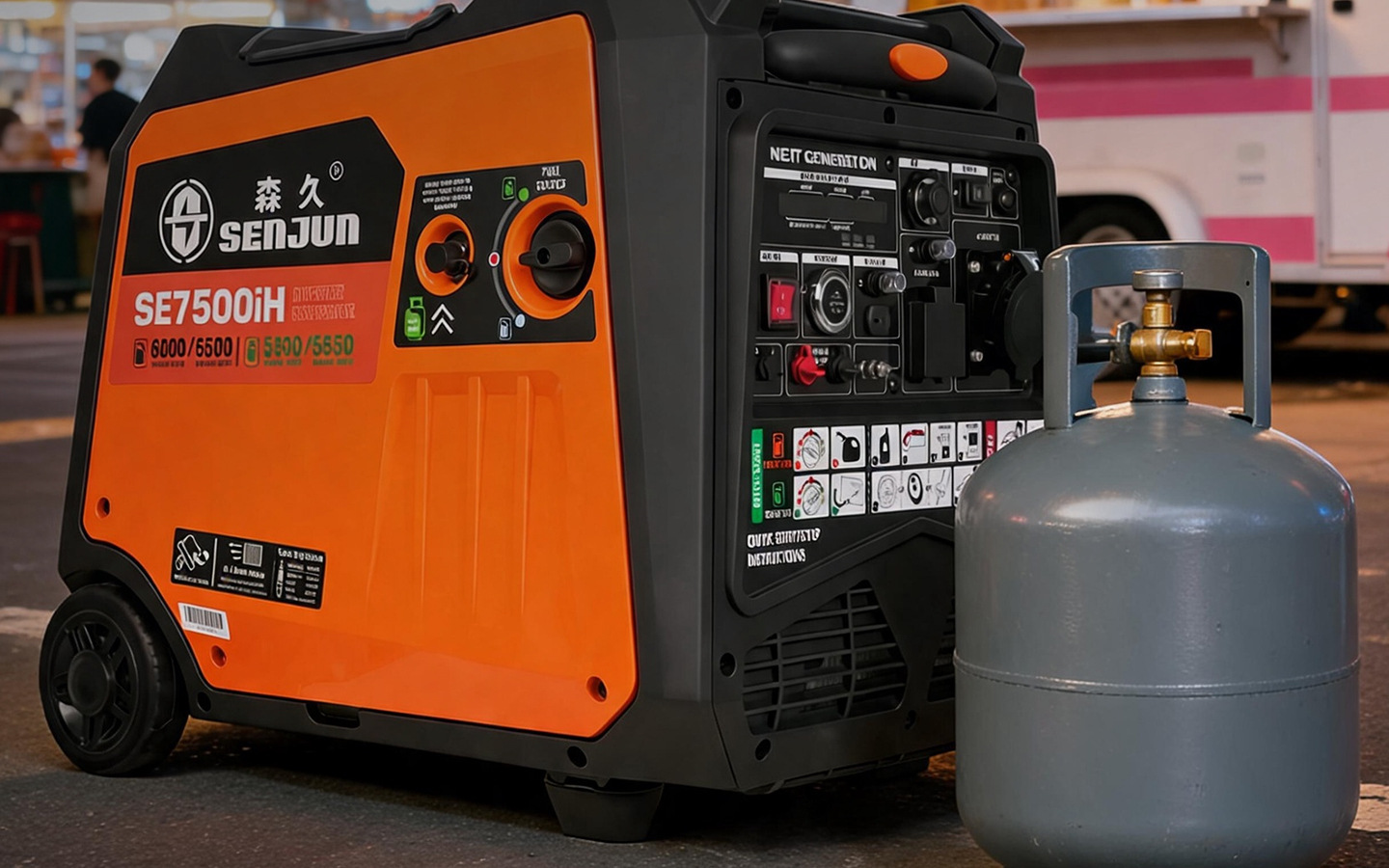 Senjiu dual-fuel oil-gas dual-use gasoline/LPG liquefied gas 220V generator, silent, variable frequency, portable, outdoor use