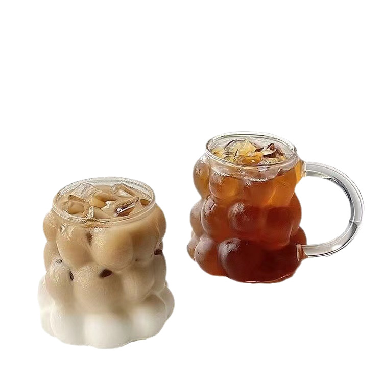 Taza de uva con paja con cubierta de madera de uva de una sola capa de forma de bebida fría taza de jugo de vidrio transparente taza de agua