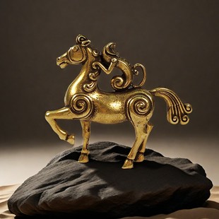Chinoiserie Metal Solid Horse Antique Fluttering Animal Ornaments Desktop Tea Pet Office Stall Decorations New Products