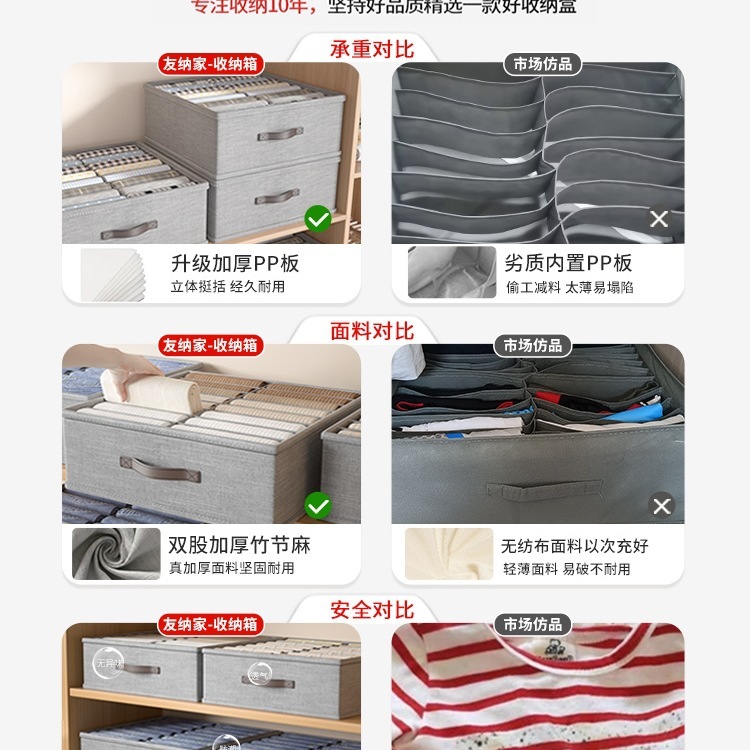 家庭用衣類収納ボックス、ワードローブコンパートメント、衣類収納バスケット、引き出し層状アーティファクト用の2列パンツ収納ボックス|undefined
