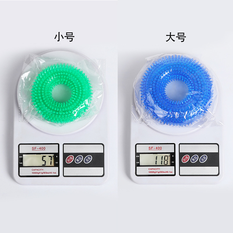 Productos explosivos transfronterizos, sonido resistente a la mordedura, juguetes tpr con anillo espinoso, juguetes grandes para perros, dientes limpios, molares, bolas para mascotas