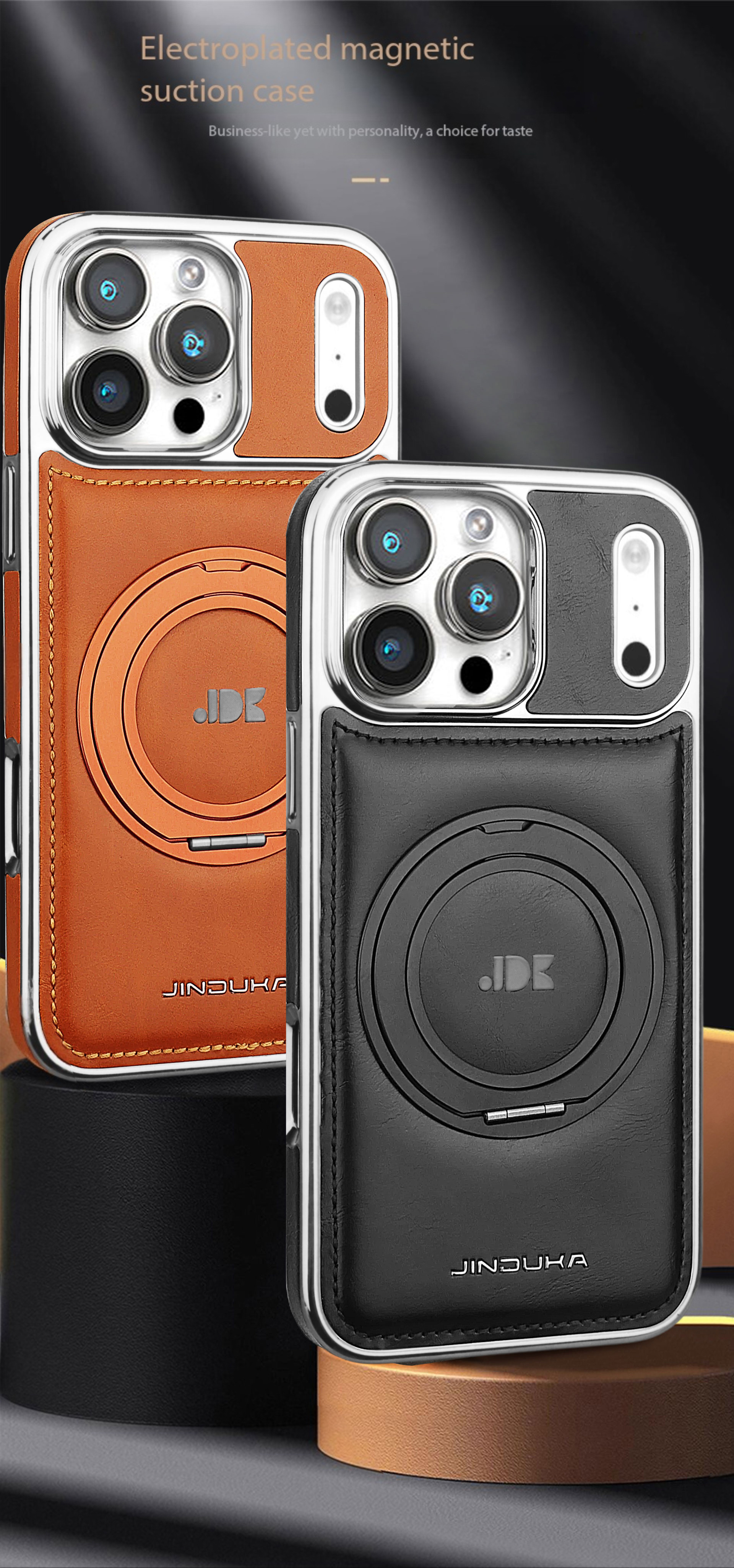 Ốp lưng từ tính xoay 360 độ cho iPhone 17 Pro Max, iPhone 17/16, chống sốc viền dày — Màu đen, Màu xanh lam, Nâu thanh lịch, Nâu mocha chi tiết 2