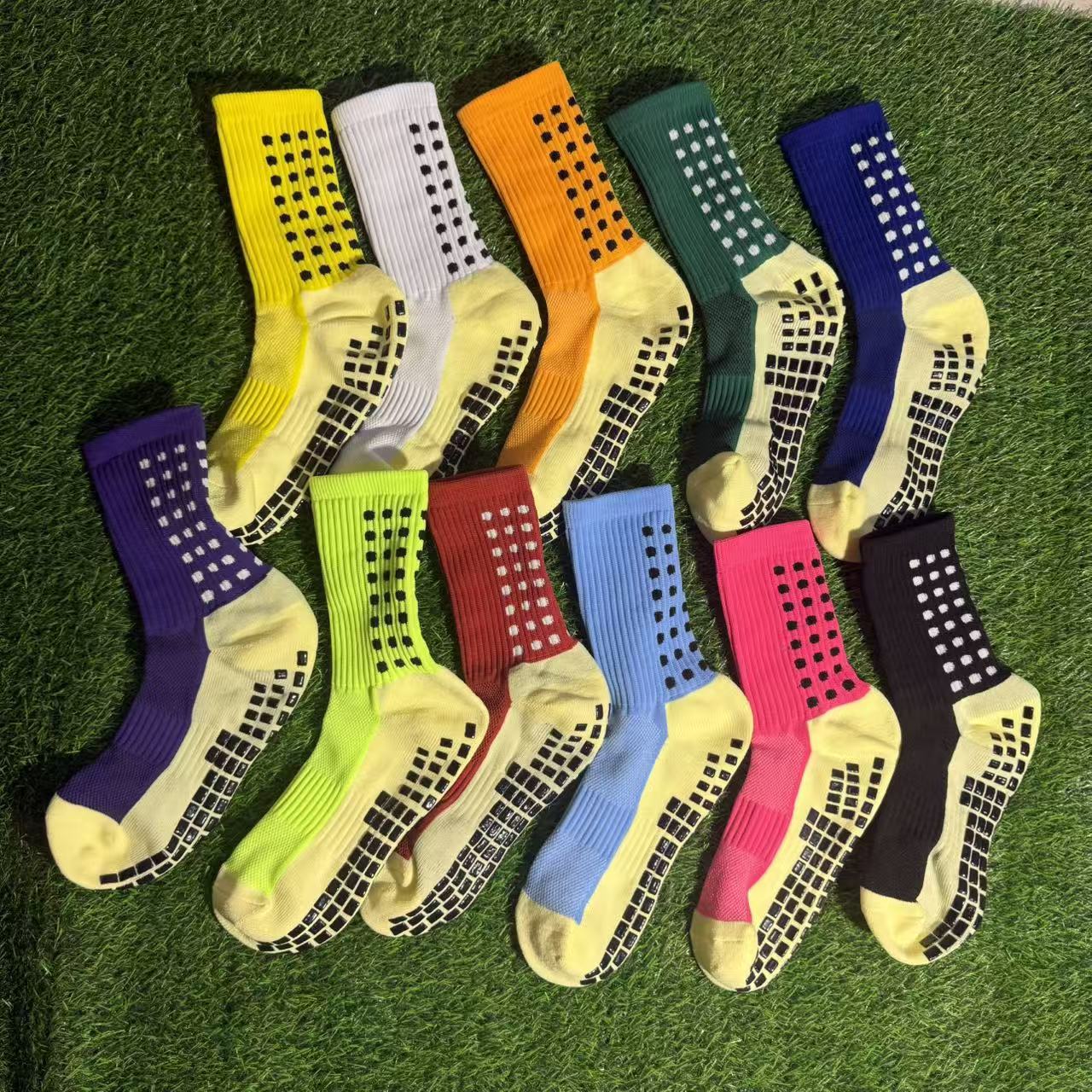 Cross-Border High-Tube Football Socks, Long Socks, Sweat-Absorbent, Non-Slip Sports Socks, Professional Sports Socks for Men, Wholesale Adhesive Calf Socks