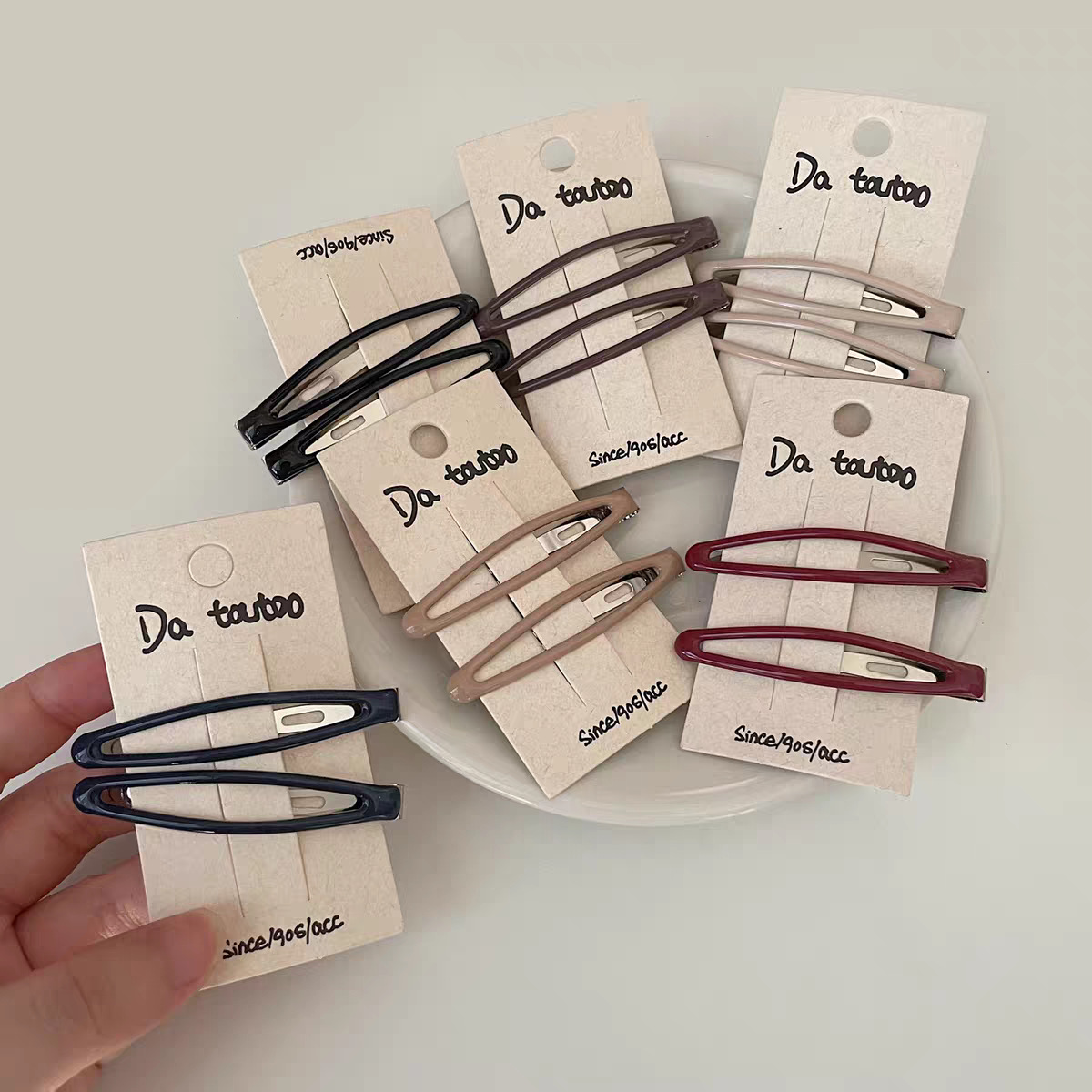 El clip de pestaña elíptica gota de agua adorable clip de cabello BB estriado gota de aceite color temperamento nuevo clip de cabello de moda