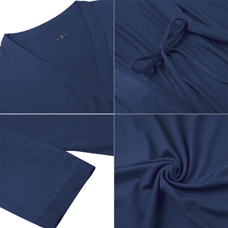 GraceChic Modal-Nachthemd für Damen, Frühling/Herbst, langer Bindemantel, Viskose-Milchseide, europäischer und amerikanischer Stil, Übergröße, einfarbig_voghion.com