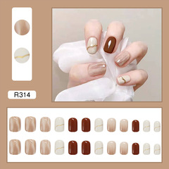 Autumn and winter ombre nude color wear short nail multiple color gentle nail stickers removable false nails finished nail plate