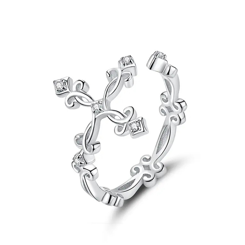 Women's Gender Wholesale Jewelry Retro Classic Style Cross Copper Open Rings