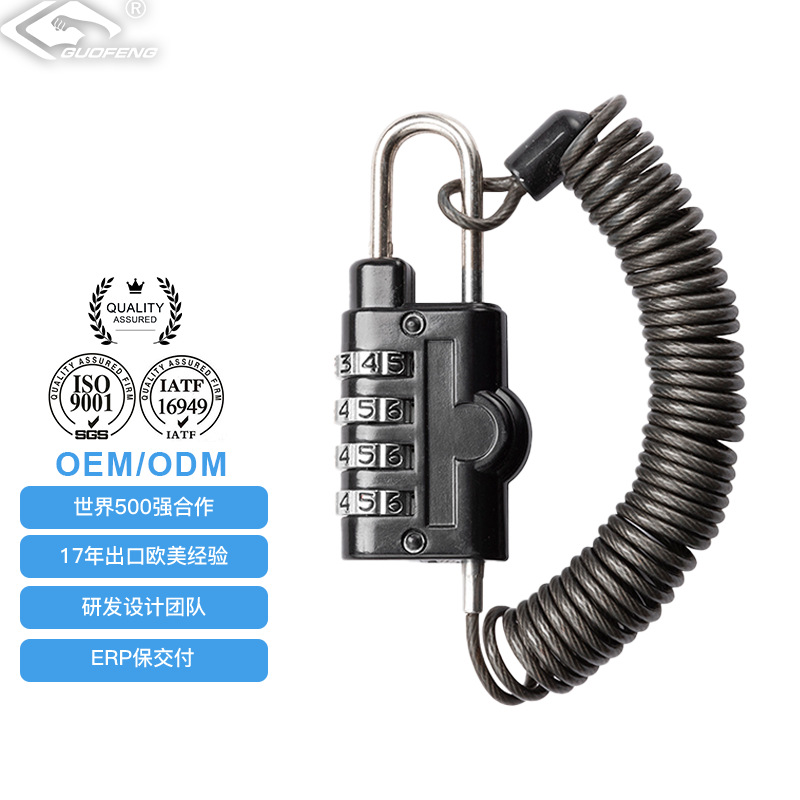 Candado de Guaya con Contraseña Antirrobo de Aleación de Zinc para Cascos y Bicicletas Eléctricas