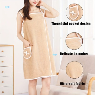 1pc Womens Super Soft Wearable Bath Towel Robe Set女浴袍套裝